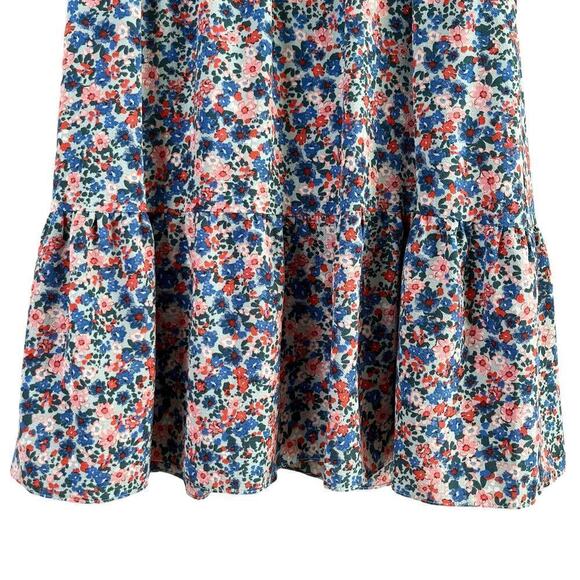 BCBG Paris Tie-Back Chiffon Floral Print Mini Tiered Dress Blue Pink, Size Small - Picture 7 of 11